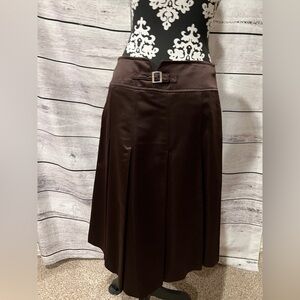 Kulson Brown Acetate Shiny Pleated Skirt Italy sz 44
